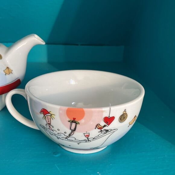 Whimsical Born To Shop Tea for One Stacking Cup & Teapot Oh Come Let Us Adore Me - Picture 6 of 7